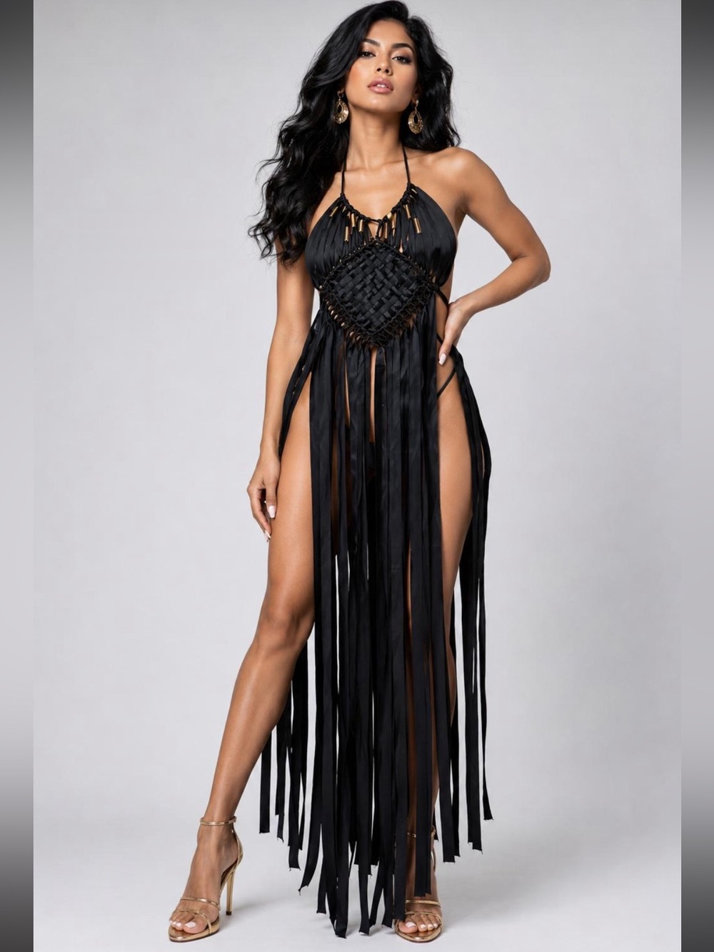 Fringe Halter Maxi Dress - Picture 13 of 16